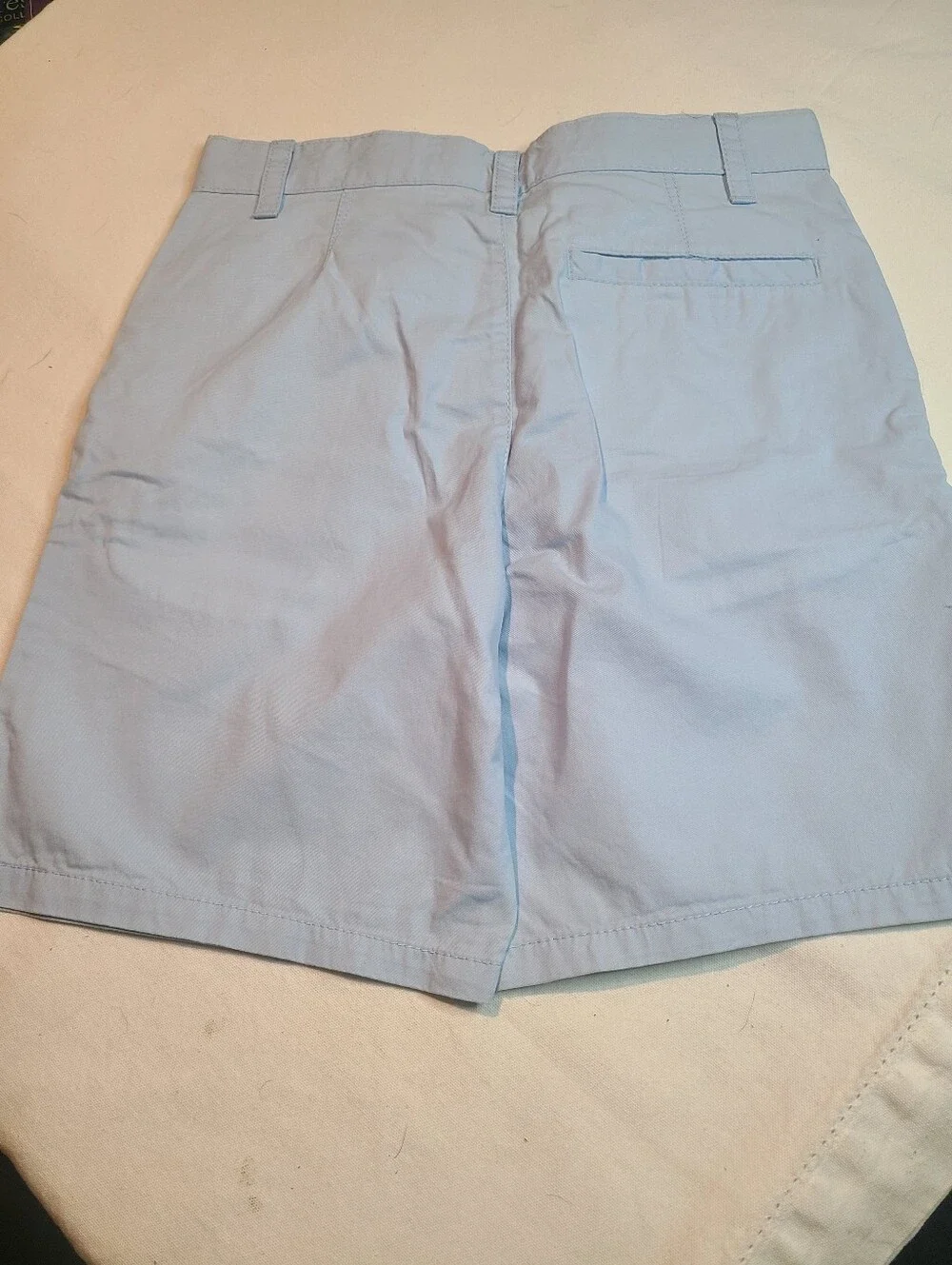 Kids  Light Blue Flat Front Shorts
